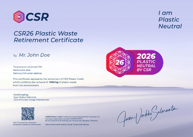 CSR Plastic Waste Retirement Certificate